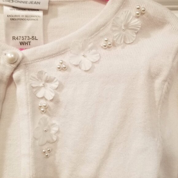 Girls' Bonnie Jean White Cropped Cardigan, Size M, EUC - Picture 5 of 10
